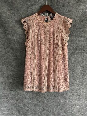 Cable & Gauge Dusty Rose Lace Shell Top